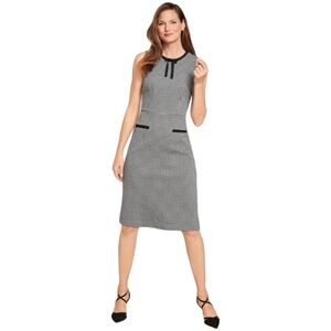 Talbot's TIPPED PONTE TIE NECK DRESS - HOUNDSTOOTH